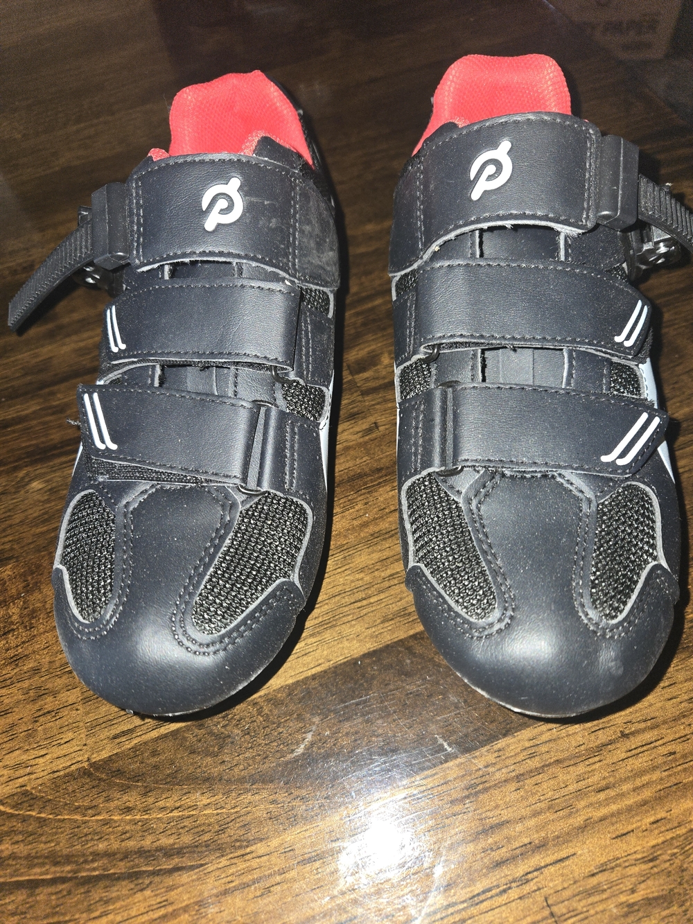 Peloton Black Sneakers with Red Lining - Hook & Loop Straps Size 40